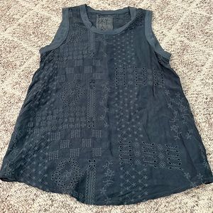 Johnny Was blue eyelet tank size xs